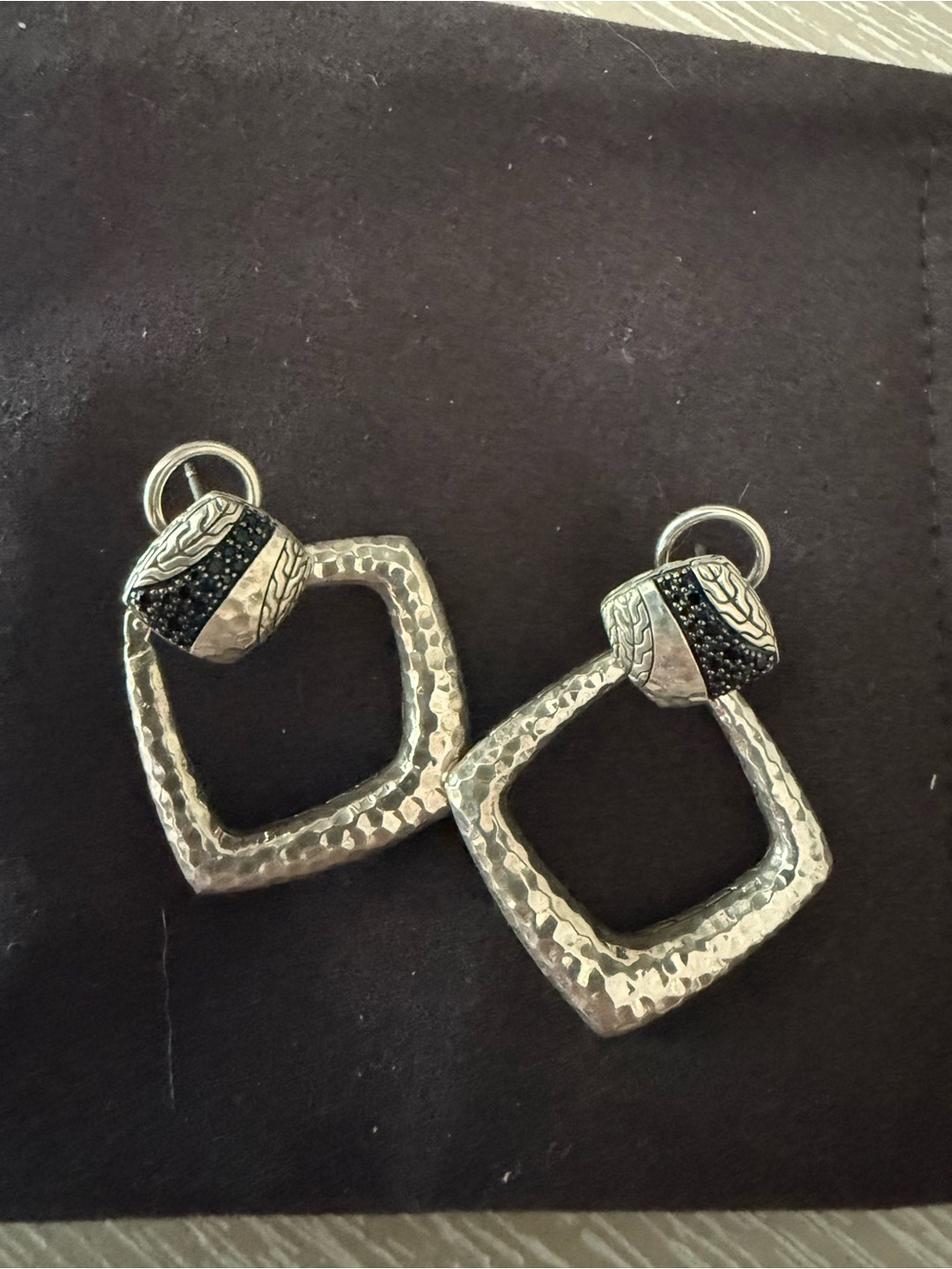 John Hardy sterling silver with black sapphire/black spine earrings
